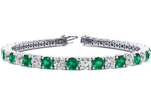 11 Carat Emerald Cut & Diamond Tennis Bracelet In 14K White Gold (12.9 G), 7.5 Inches, I/J By SuperJeweler