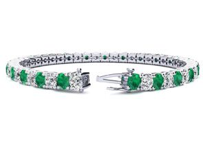 11 Carat Emerald Cut & Diamond Tennis Bracelet In 14K White Gold (12.9 G), 7.5 Inches, I/J By SuperJeweler