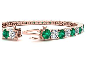 10 1/3 Carat Emerald Cut & Diamond Tennis Bracelet In 14K Rose Gold (12 G), 7 Inches, I/J By SuperJeweler