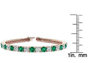 12.5 Carat Emerald Cut & Diamond Tennis Bracelet In 14K Rose Gold (14.6 G), 8.5 Inches, I/J By SuperJeweler