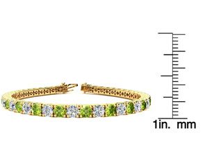 9 3/4 Carat Peridot & Diamond Tennis Bracelet In 14K Yellow Gold (12.9 G), 7.5 Inches, I/J By SuperJeweler