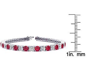 10 Carat Ruby & Diamond Tennis Bracelet In 14K White Gold (11.1 G), 6 1/2 Inches, I/J By SuperJeweler