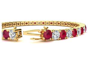 10 3/4 Carat Ruby & Diamond Tennis Bracelet In 14K Yellow Gold (12 G), 7 Inches, I/J By SuperJeweler
