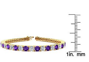 9 1/5 Carat Amethyst & Diamond Tennis Bracelet In 14K Yellow Gold (12 G), 7 Inches, I/J By SuperJeweler