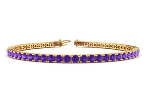 4 Carat Amethyst Tennis Bracelet In 14K Yellow Gold (9.4 G), 7 Inches By SuperJeweler