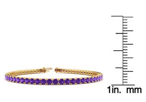4 1/4 Carat Amethyst Tennis Bracelet In 14K Yellow Gold (10.1 G), 7.5 Inches By Sundar Gem