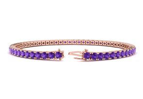 3 1/2 Carat Amethyst Tennis Bracelet In 14K Rose Gold (8.1 G), 6 Inches By SuperJeweler