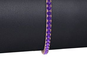 3 1/2 Carat Amethyst Tennis Bracelet In 14K Rose Gold (8.1 G), 6 Inches By SuperJeweler