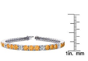 11 1/5 Carat Citrine & Diamond Alternating Tennis Bracelet In 14K White Gold (14.6 G), 8.5 Inches, I/J By SuperJeweler