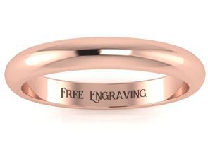 14K Rose Gold (6.4 G) 3MM Heavy Comfort Fit Ladies & Men's Wedding Band, Size 17, Free Engraving By SuperJeweler