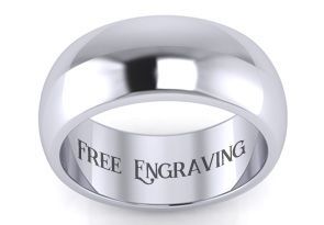 18K White Gold (16.4 G) 8MM Heavy Comfort Fit Ladies & Men's Wedding Band, Size 13, Free Engraving By SuperJeweler