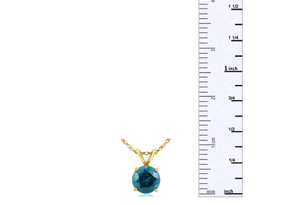 3/4 Carat Blue Diamond Pendant Necklace In 14k Yellow Gold, 18 Inch Chain By Hansa