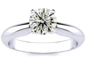 1 Carat Diamond Solitaire Ring In 14K White Gold (H-I, SI2-I1) By SuperJeweler