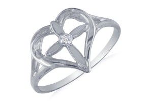 10k White Gold Filigree Diamond Cross Ring, I/J By SuperJeweler
