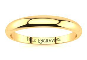 10K Yellow Gold (1.6 G) 3MM Heavy Tapered Ladies & Men's Wedding Band, Size 3, Free Engraving By SuperJeweler