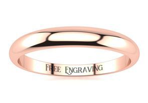 14K Rose Gold (2.2 G) 3MM Heavy Tapered Ladies & Men's Wedding Band, Size 7, Free Engraving By SuperJeweler