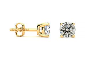 1.25 Carat Diamond Stud Earrings In 14K Yellow Gold (K-L, I2-I3) By Hansa