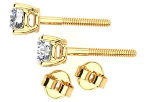 1.25 Carat Diamond Stud Earrings In 14K Yellow Gold (K-L, I2-I3) By Hansa