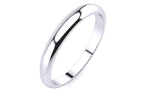 18K White Gold (3.9 G) 3MM Heavy Tapered Ladies & Men's Wedding Band, Size 16, Free Engraving By SuperJeweler