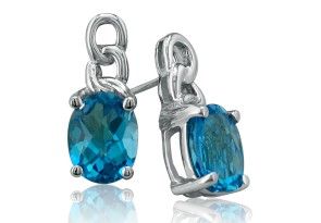 Open Chain Design 3 Carat Blue Topaz Earrings In 10k White Gold By SuperJeweler