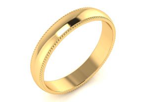 10K Yellow Gold (3.3 G) 4MM Comfort Fit Milgrain Ladies & Men's Wedding Band, Size 3.5, Free Engraving By SuperJeweler
