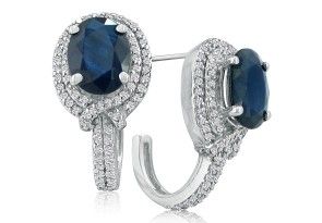 5 3/4 Carat Ladies Sapphire & Diamond Earrings In 14k White Gold (8 G), I/J By SuperJeweler