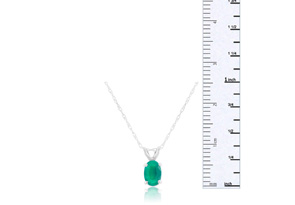 1/2 Carat Oval Shape Emerald Necklaces In 14K White Gold (0.7 G), 18 Inch Chain By SuperJeweler