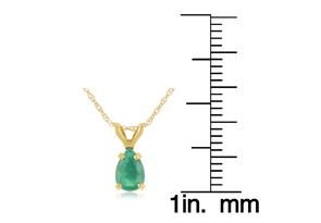 1/2 Carat Pear Shape Emerald Necklaces In 14K Yellow Gold (0.7 G), 18 Inch Chain By SuperJeweler