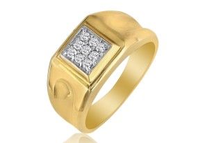 1/5 Carat 9-Diamond Stylish Men's Ring In 10k Yellow Gold (4.3 G) (I-J, I1-I2) By SuperJeweler