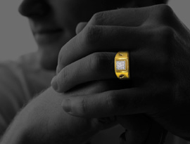 1/5 Carat 9-Diamond Stylish Men's Ring In 10k Yellow Gold (4.3 G) (I-J, I1-I2) By SuperJeweler