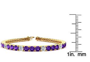 7 3/4 Carat Amethyst & Diamond Alternating Tennis Bracelet In 14K Yellow Gold (10.3 G), 6 Inches, I/J By SuperJeweler