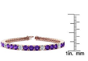 9 1/5 Carat Amethyst & Diamond Alternating Tennis Bracelet In 14K Rose Gold (12 G), 7 Inches, I/J By SuperJeweler