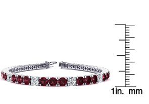 12 3/4 Carat Garnet & Diamond Alternating Tennis Bracelet In 14K White Gold (15.4 G), 9 Inches, I/J By SuperJeweler