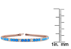 5 1/4 Carat Blue Topaz & Diamond Alternating Tennis Bracelet In 14K Rose Gold (10.1 G), 7.5 Inches, J/K By SuperJeweler