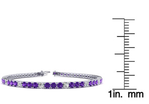 3 1/2 Carat Amethyst & Diamond Alternating Tennis Bracelet In 14K White Gold (8.7 G), 6 1/2 Inches, J/K By SuperJeweler