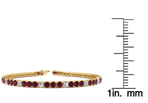 4 Carat Garnet & Diamond Alternating Tennis Bracelet In 14K Yellow Gold (8.1 G), 6 Inches, J/K By SuperJeweler