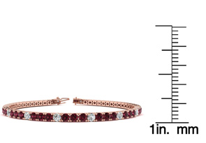 5 2/3 Carat Garnet & Diamond Alternating Tennis Bracelet In 14K Rose Gold (12.1 G), 9 Inches, J/K By SuperJeweler