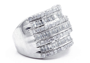 2 Carat Baguette & Round Diamond Band Ring In Sterling Silver, J/K By SuperJeweler
