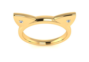 Diamond Accent Cat Ears Ring In Yellow Gold (1.4 G) Over Sterling Silver, J-K By SuperJeweler