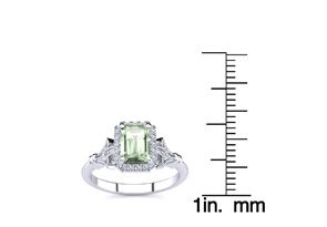 1 Carat Green Amethyst & Halo Diamond Vintage Ring In 14K White Gold (3.8 G), H/I By SuperJeweler