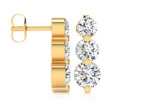 1/2 Carat Three Diamond Graduated Drop Earrings In 14K Yellow Gold, I/J By SuperJeweler
