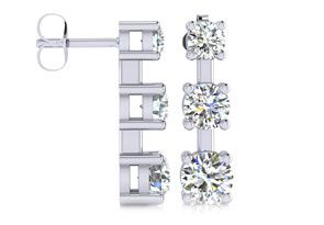 1 Carat Three Diamond Drop Earrings In 14K White Gold, I/J By SuperJeweler