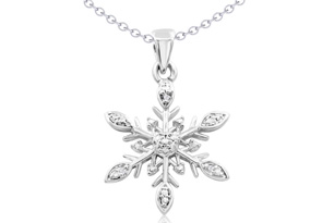 Diamond Accent Snowflake Necklace, 18 Inches, J/K By SuperJeweler
