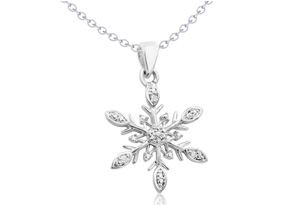 Diamond Accent Snowflake Necklace, 18 Inches, J/K By SuperJeweler