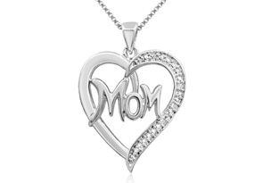 Diamond Accent I Love Mom Heart Necklace, 18 Inches, J/K By SuperJeweler