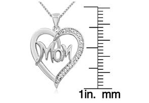 Diamond Accent I Love Mom Heart Necklace, 18 Inches, J/K By SuperJeweler
