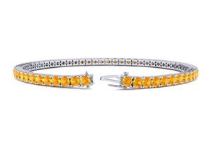 4 Carat Citrine Tennis Bracelet In 14K White Gold (11.3 G), 8.5 Inches By SuperJeweler