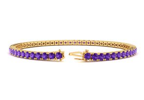 3 3/4 Carat Amethyst Tennis Bracelet In 14K Yellow Gold (10.6 G), 8 Inches By SuperJeweler