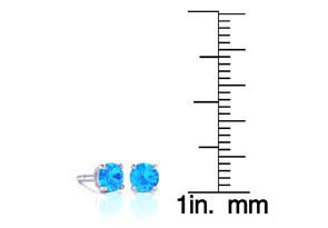 1/2 Carat Round Shape Blue Topaz Stud Earrings In Sterling Silver By SuperJeweler