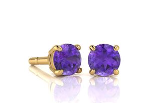 1/2 Carat Round Shape Amethyst Stud Earrings In 14K Yellow Gold Over Sterling Silver By SuperJeweler